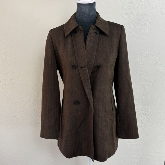 Vintage Harve Benard Womens Tailored Herringbone Blazer - Brown/Black - Size 4 - Picture 1 of 9
